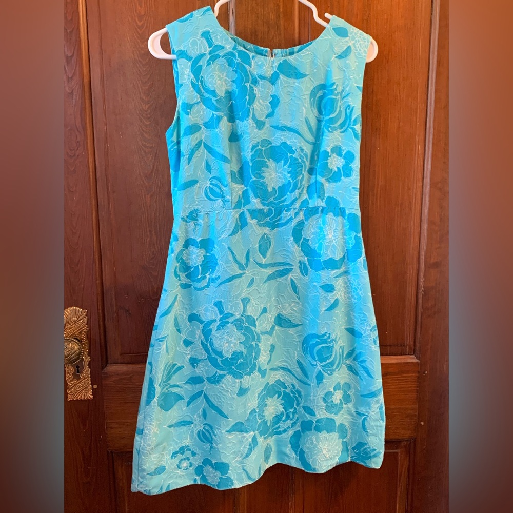 Vintage Handmade late 60s Sleeveless Blue Floral Dress size Small.